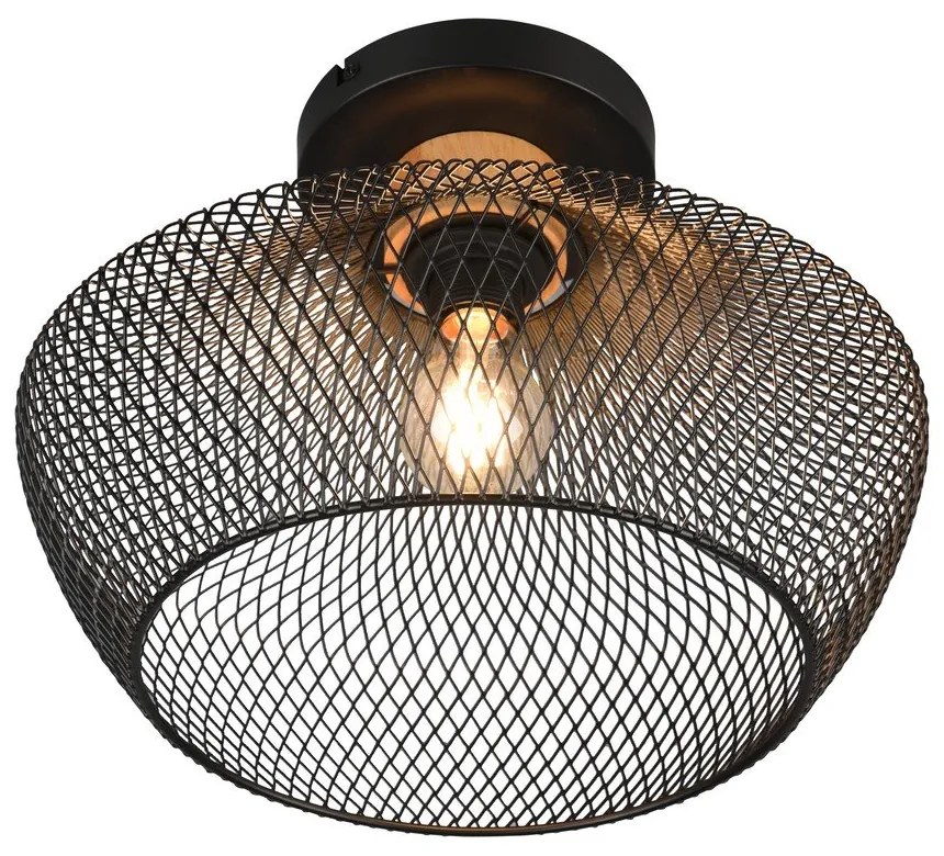 Черно осветително тяло за таван с метален абажур ø 35 cm Valeria – Reality