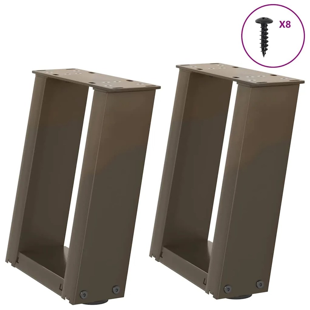4012739 vidaXL Крака за масичка за кафе, U-образни, 2 бр., естествена стомана, 30 x (30-31) см, стомана