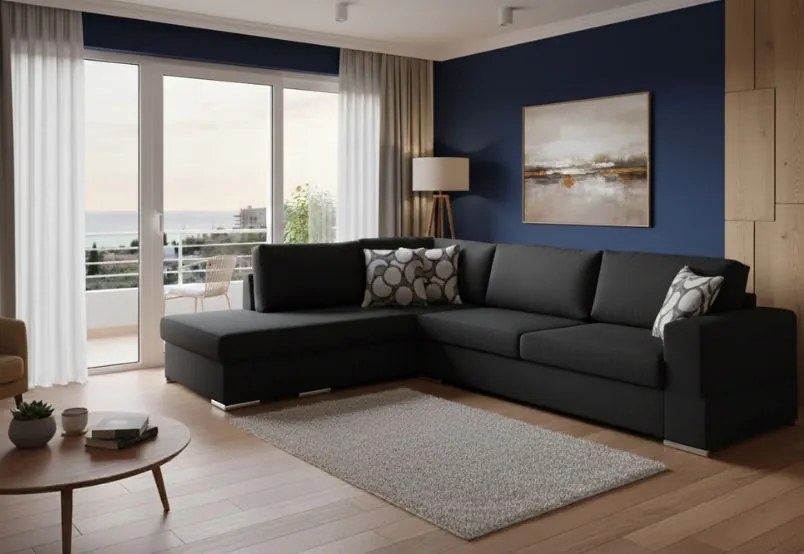 Ъгъл диван Must-Right-295φ 230β cm.-Black