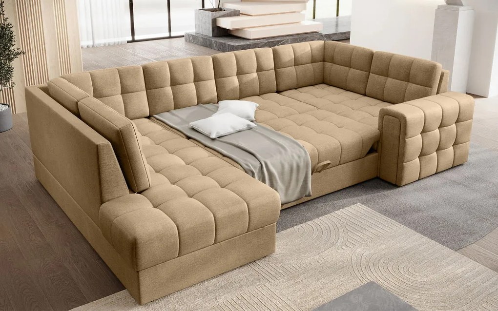 Ъглов диван Bale U-Тъмнобежов-Ляв