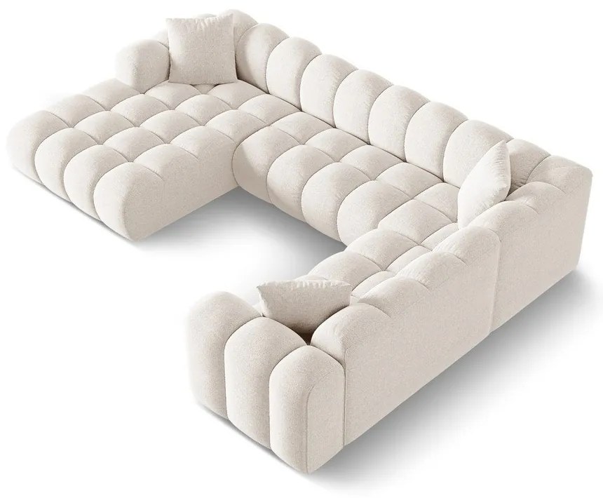 Кремав шенилов ъглов диван (десен ъгъл/U форма) Treno – Cosmopolitan Design