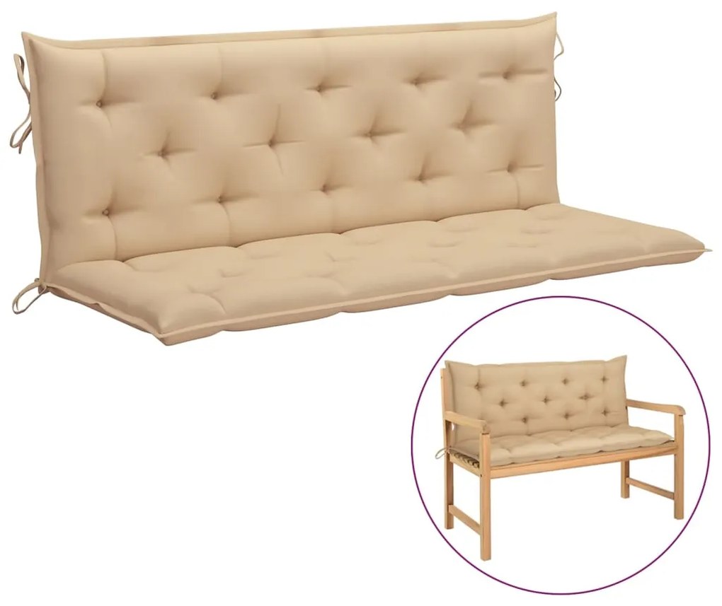 Възглавница за градинска пейка бежова 150x(50+50)x7 см оксфорд