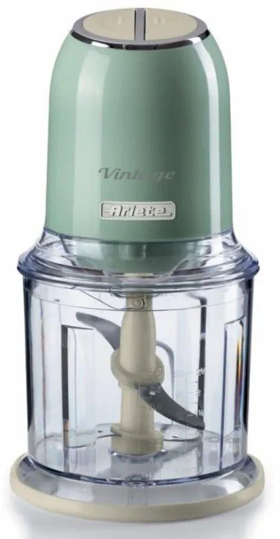 Чопър Ariete VINTAGE 0438/04, 400W, 600 мл, 2 скорости, Неръждаема стомана, Градуирана чаша, Зелен