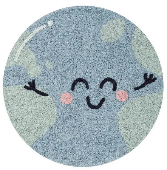 Син ръчно изработен памучен детски килим подходящ за пране ø100 cm Big Big World – Lorena Canals