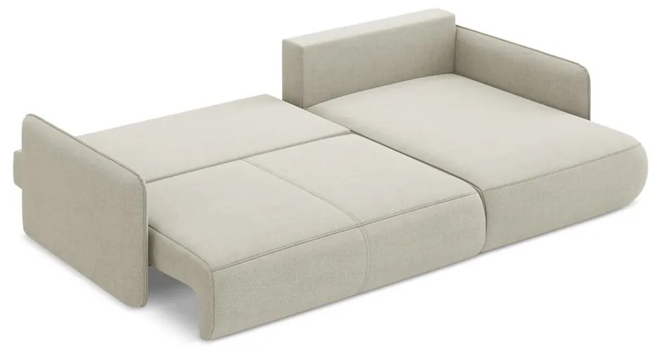 Кремав разтегателен ъглов диван с място за съхранение (десен ъгъл) Nanea – Makamii