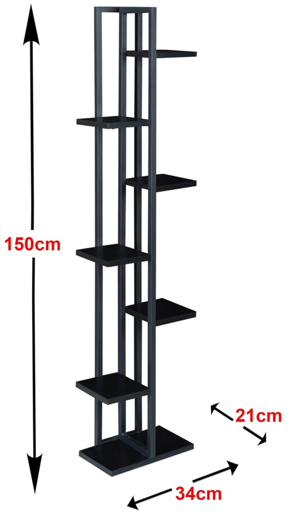 Рафт за растения Somero метал 150x34x21cm черен []
