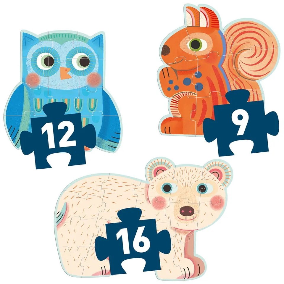 Комплект от 3 детски горски пъзела - Djeco