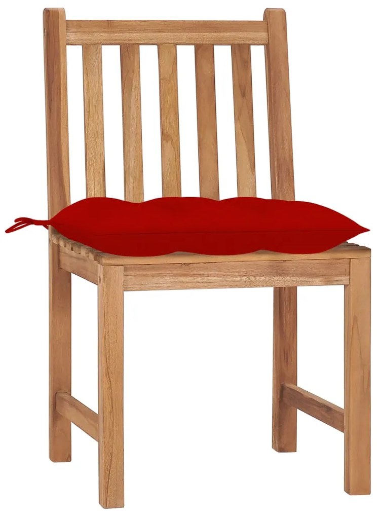 3073109 vidaXL Градински столове 4 бр с възглавници тиково дърво масив