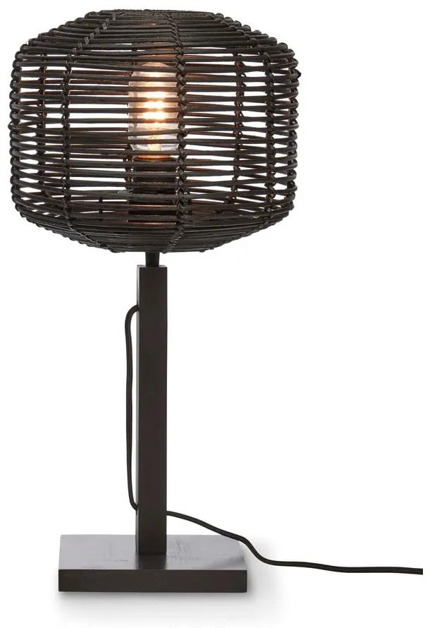 Черна настолна лампа с абажур от ратан (височина 40 cm) Tanami - Good&amp;Mojo