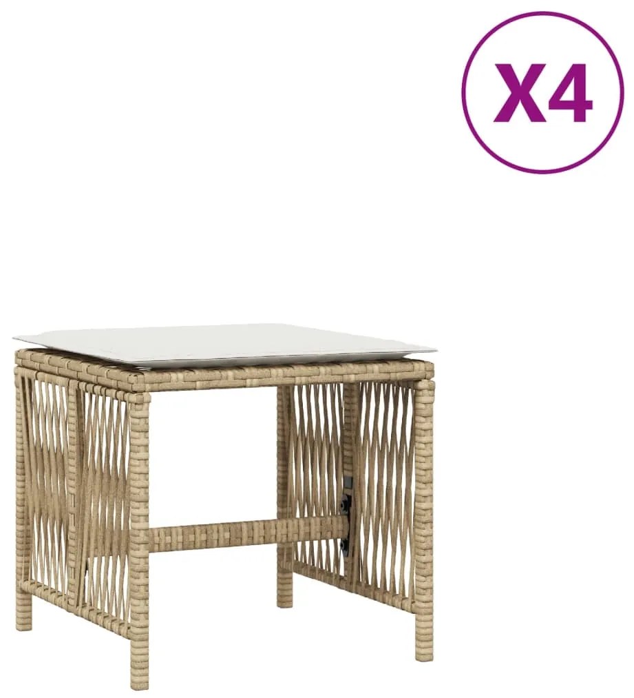 365059 vidaXL Външни табуретки с възглавници 4 бр бежови 41x41x36см полиратан