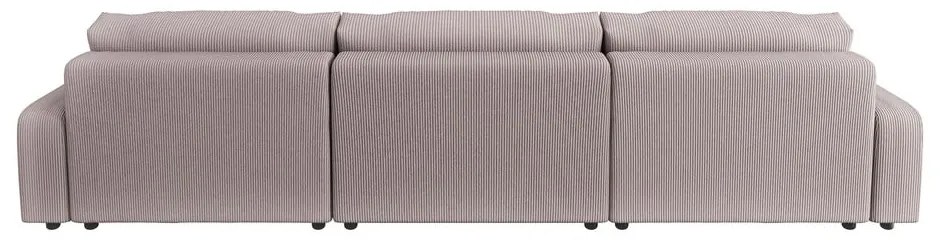 Светлорозов ъглов диван с място за съхранение от рипсено кадифе Sara – Ropez