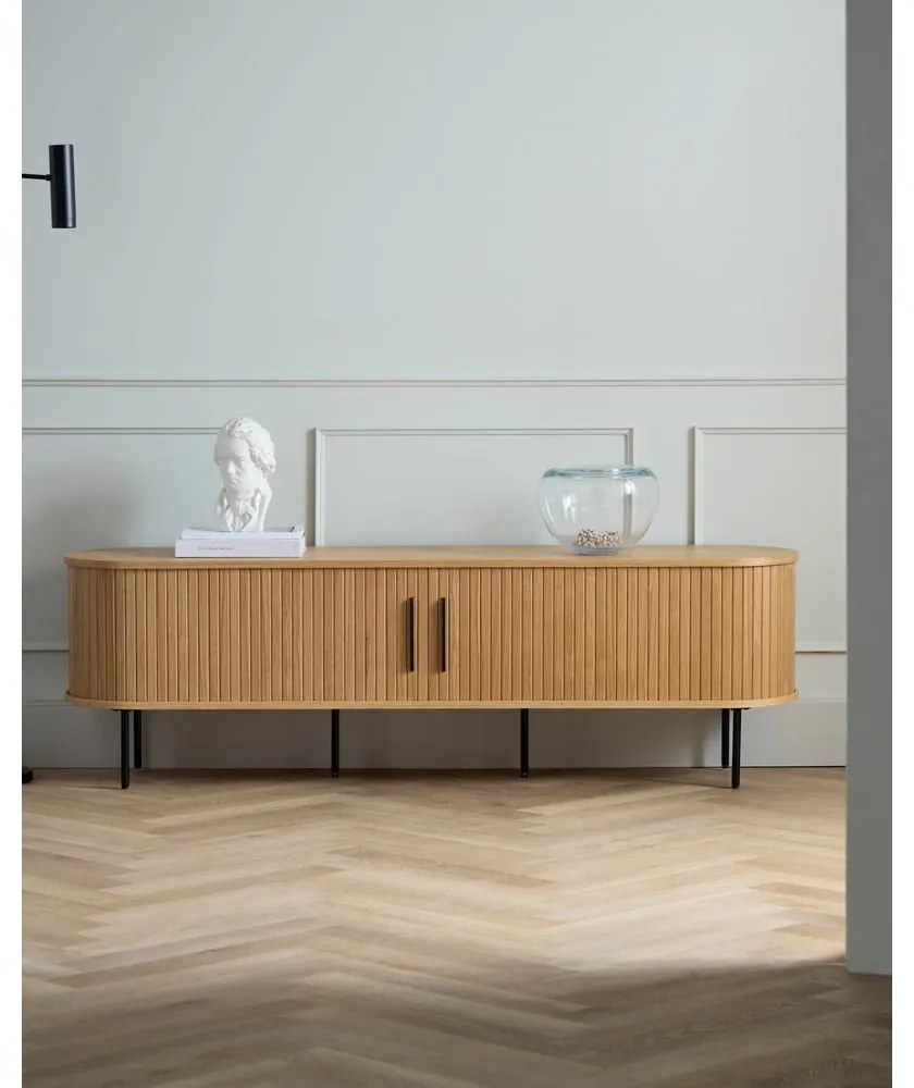 Масичка за телевизор с дъбов декор в естествен цвят 56x180 cm Nola - Unique Furniture
