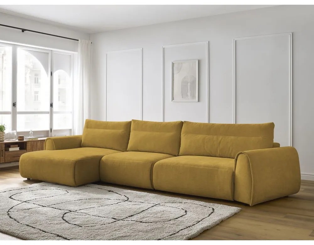 Ъглов диван в цвят жълта охра Aden – Bobochic Paris