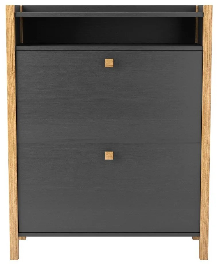 Тъмно сив шкаф за обувки с две чекмеджета Bode - Woodman