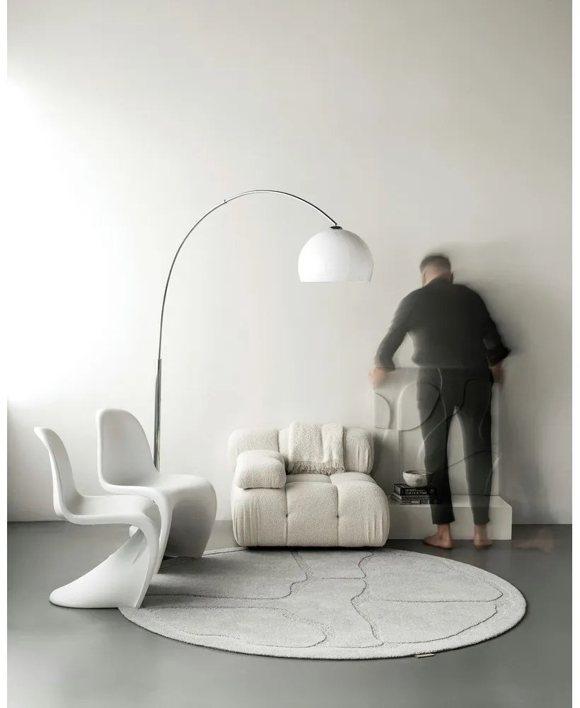 Светлосив вълнен кръгъл килим ø 120 cm Morphic Organica – Agnella