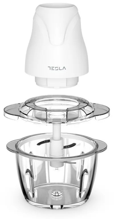 Чопър Tesla FC302W, 400W, Стъклена купа, 1 литър, Четворно острие, Бял