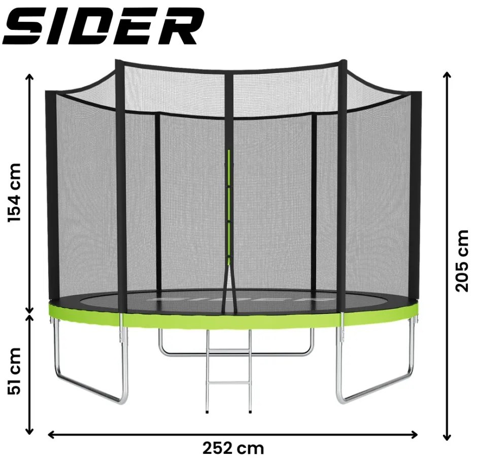 Градински батут за деца, защитна мрежа, стабилна конструкция 8FT Ø 252 cm