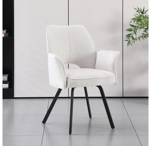 ТУЛИП Светло бежово (тъкан UF980-02) - МОДЕРЕН ТАПИЦИРАН СТОЛ С ПОДЛАКЪТНИЦИ ЗА ДНЕВНА/ТРАПЕЗАРИЯ/ОФИС ЛОФТ