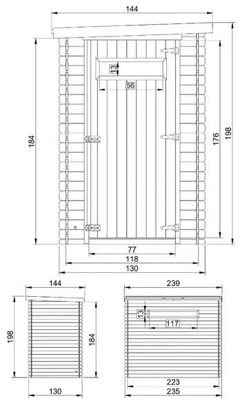 Дървена барака с под - 130 х 235 см – 3 м2