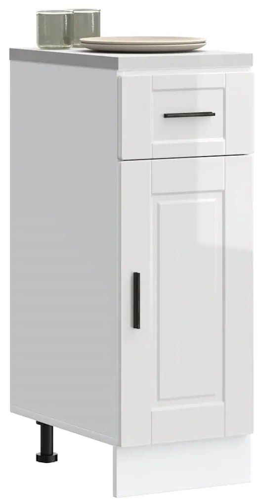 853939 vidaXL Кухненски шкаф Porto, бял гланц, инженерно дърво