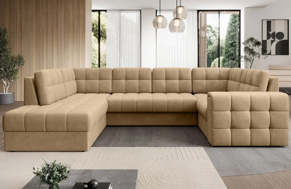 Ъглов диван Bale U-Тъмнобежов-Ляв