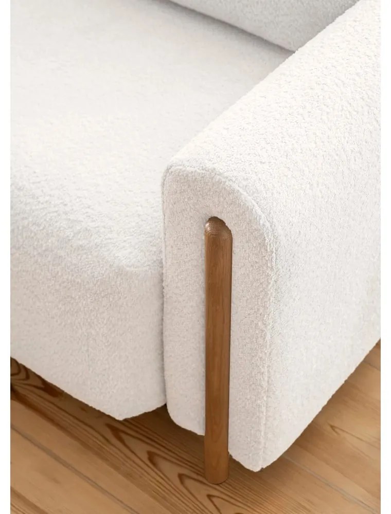 Кремав сгъваем/с място за съхранение диван от прежда с примки от букле 244 cm Arcadova – ELTAP