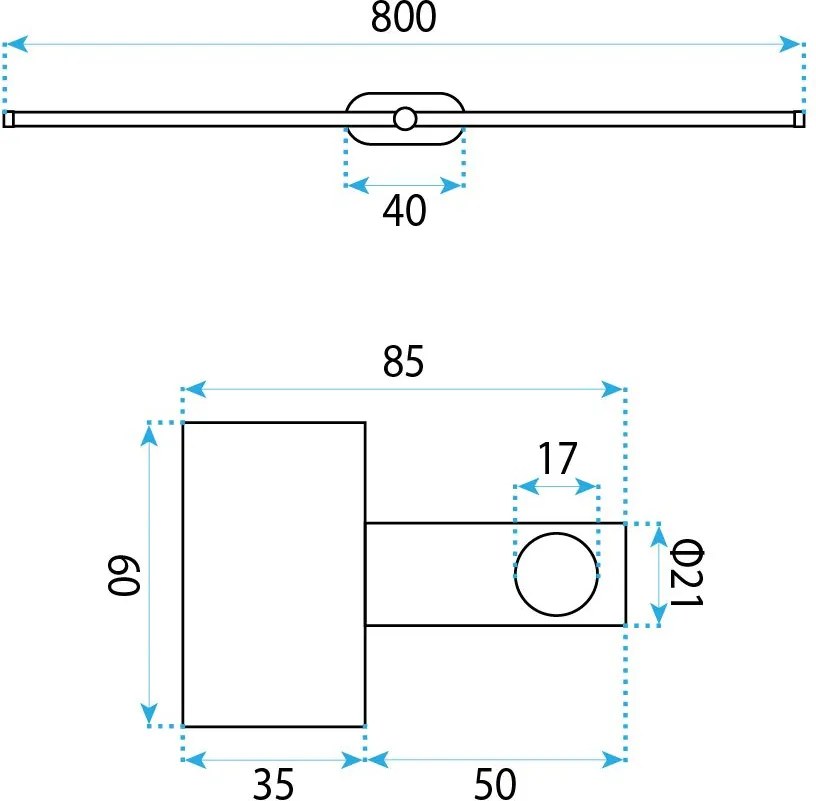 Stenen LED aplik za banya APP1897-1W 80 cm BRUSH COPPER