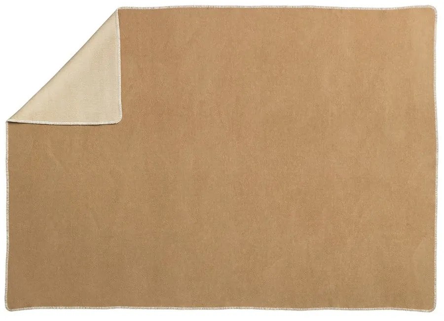 Одеяло със смес от вълна в цвят жълта охра 140x200 cm Ylva Ochre – Pappelina
