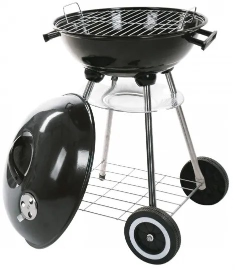 Сферична скара на дървени въглища с капак