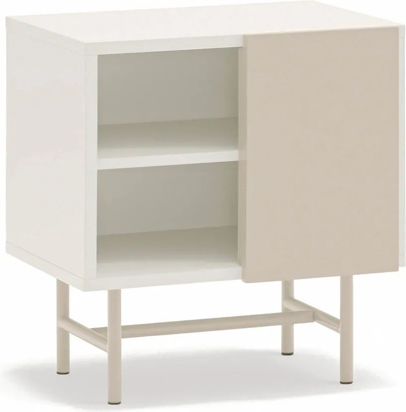 Бежово/кремаво матово нощно шкафче с рафтове Nube – Teulat