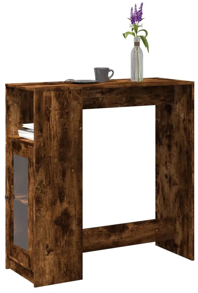 854368 vidaXL Бар маса с рафтове, опушен дъб, 101x40x103,5см, инженерно дърво