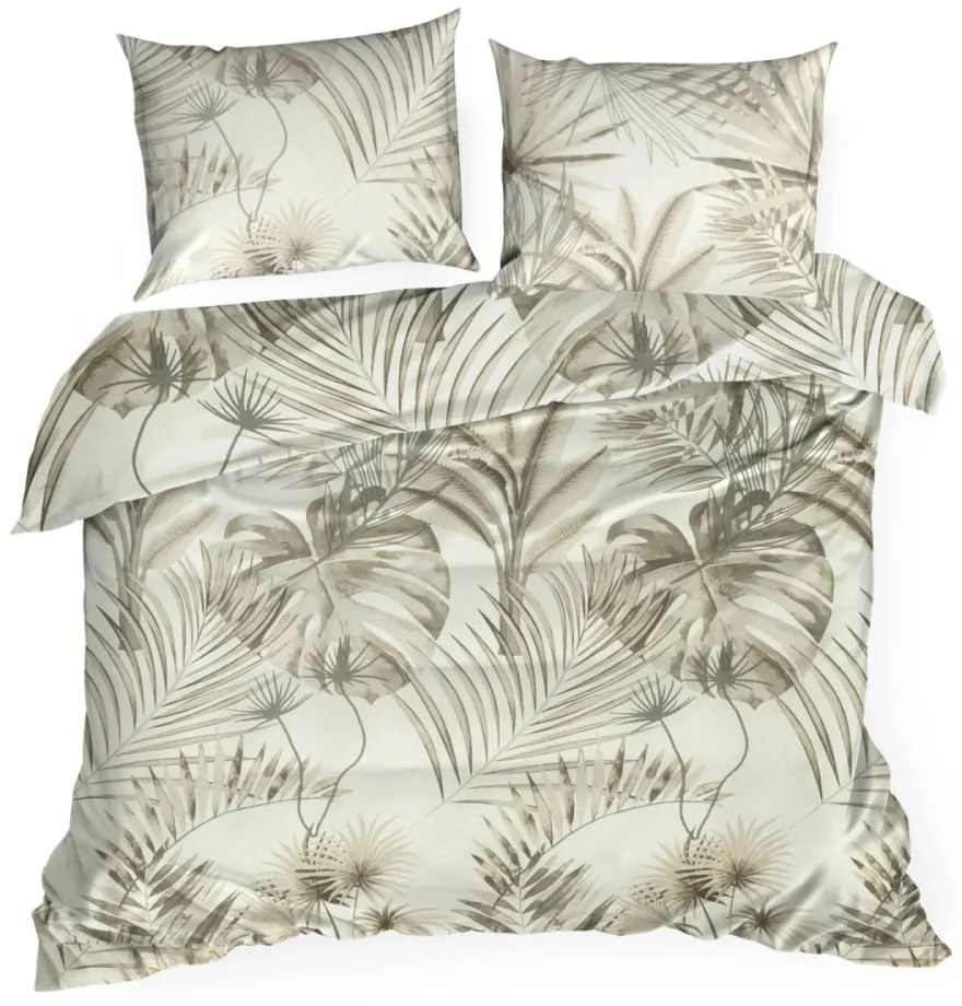 Меки памучни чаршафи в бежово с екзотични листа 3 časti: 1ks 160x200 + 2ks 70x80