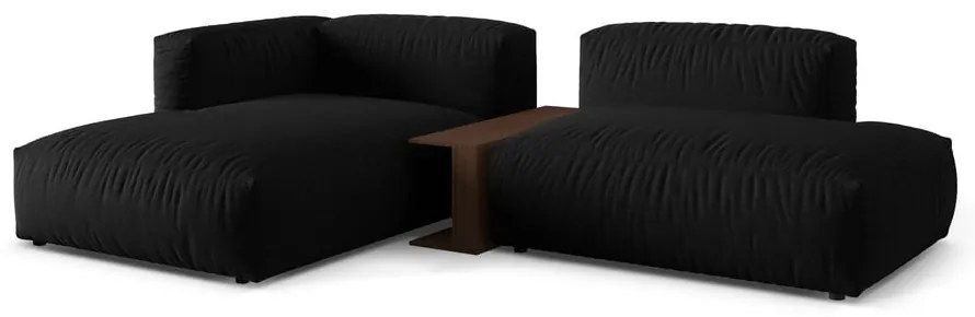 Черен модулен ъглов диван (ляв ъгъл) Martina – Micadoni Home