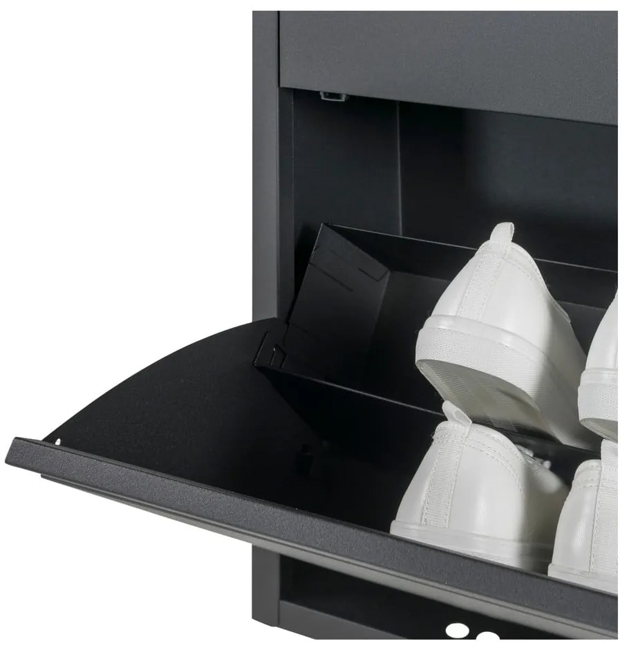 Черна метална накланяща се стойка за обувки 75x77,5x22,5 cm Billy – Spinder Design