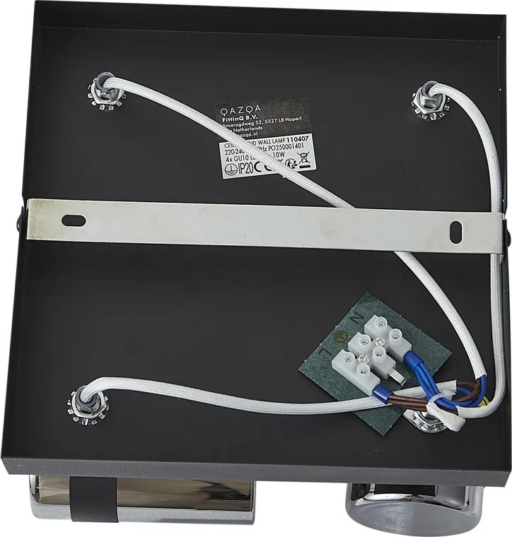 Черен плафон с димно стъкло с 4 светлини, въртящ се и накланящ се - Gianni