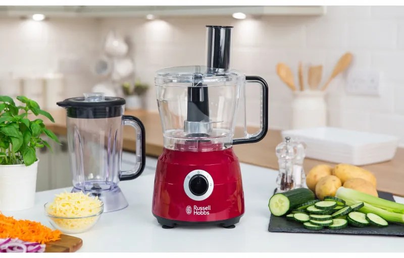 Кухненски робот Russell Hobbs Desire 24730-56, 600W, 2.5 l, 2 диска, Функция Pulse, Червен