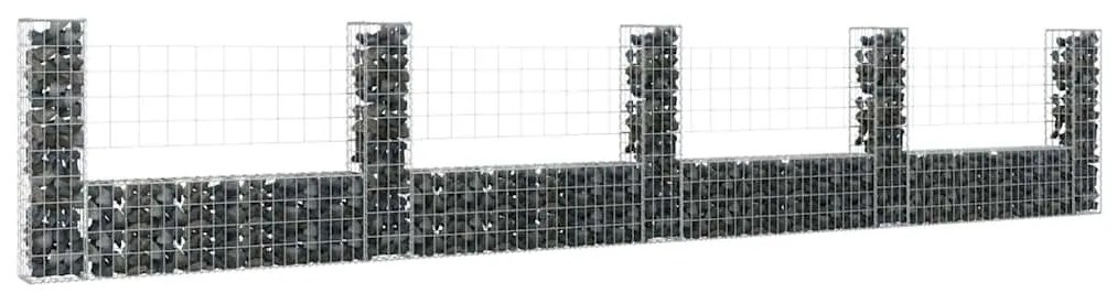 151278 vidaXL U-образна габионна кошница с 5 стълба, желязо, 500x20x100 см