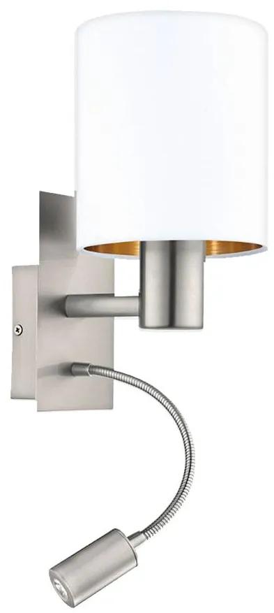 Eglo 96484 - LED Стенна лампа PASTERI 1xE27/40W+LED/3,8W бяла