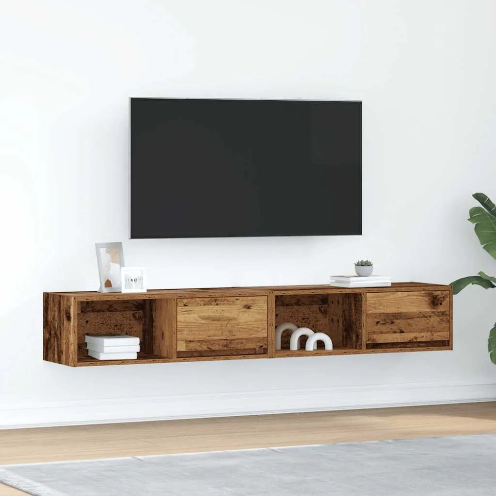 861469 vidaXL ТВ шкафове 2 бр Старо дърво 80x31x25,5 см инженерно дърво