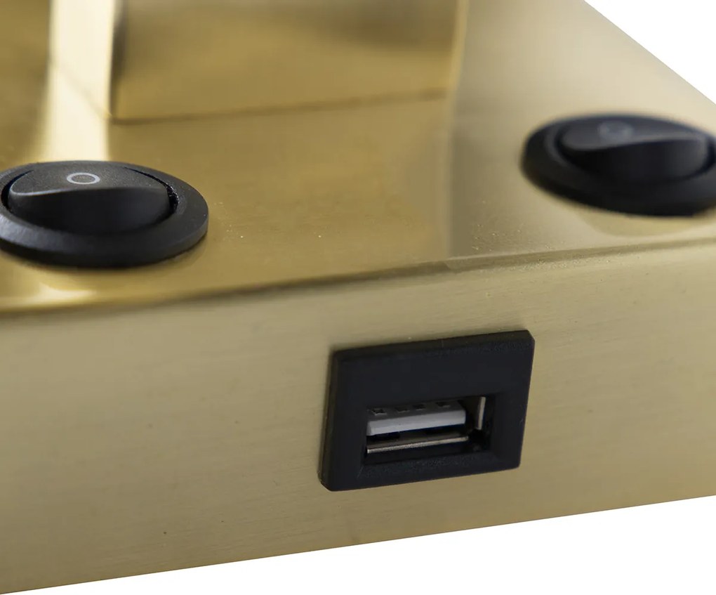 Интелигентна стенна лампа златиста с USB и черен абажур с WiFi A60 - Brescia