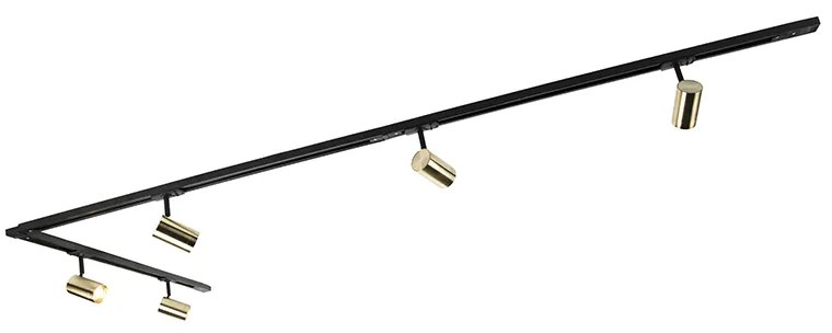 Интелигентна релсова система черна със злато 1-фазен 5-светлина с WiFi GU10 - Jeana