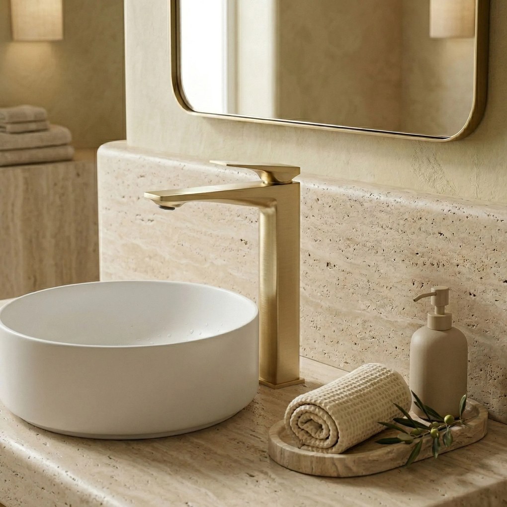 Смесител за мивка Rea Prime Brush Gold High