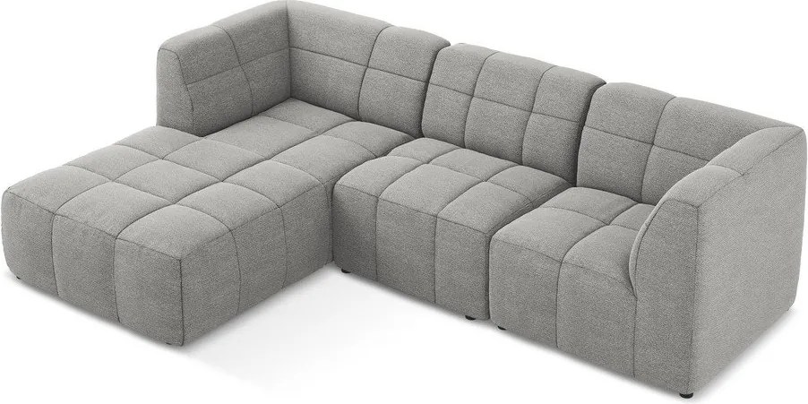 Сив ъглов диван от прежда с примки от букле (ляв ъгъл) Aloha – Makamii