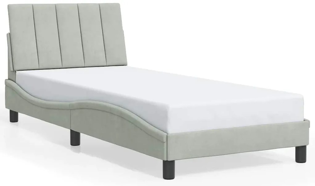 3207825 vidaXL Рамка за легло без матрак Hanko, светлосива, 90x200 см, кадифе