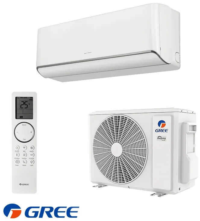Инверторен климатик Gree Airy GWH09AVCXB-K6DNA1B, 9000 BTU, 19 м2, A+++, Wi-Fi, R-32, Бял