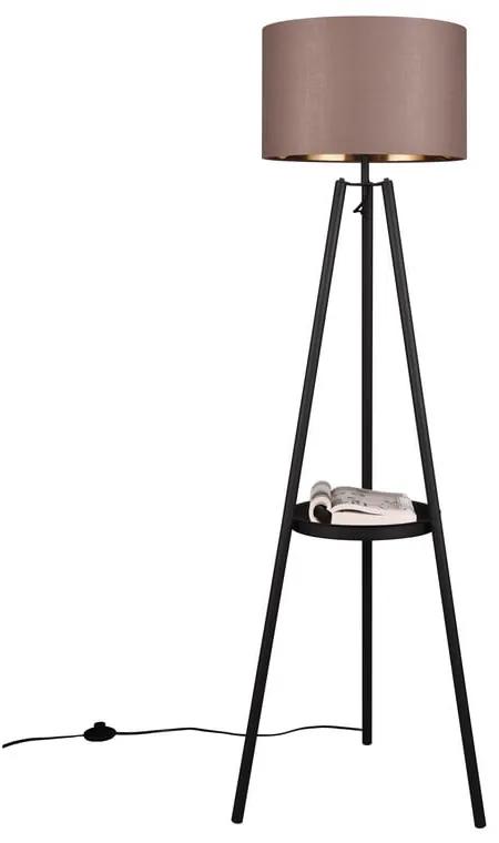 Черна подова лампа с рафт (височина 152 cm) Colette - Trio