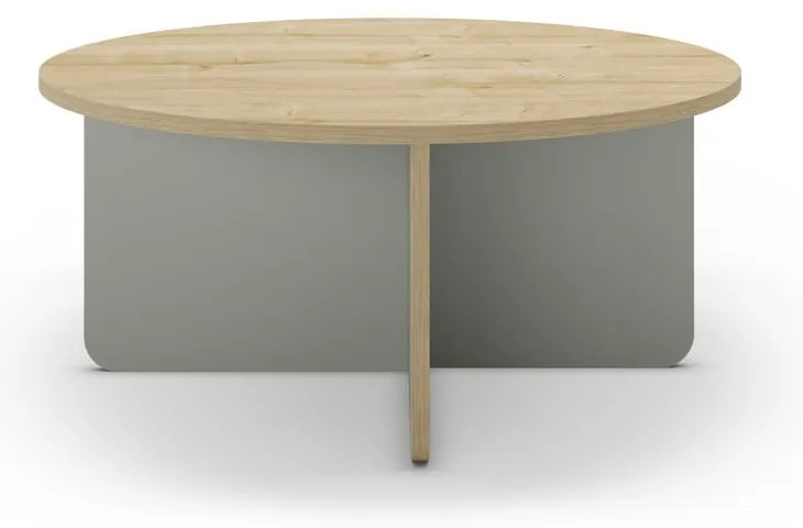 Светлозелена/естествена кръгла масичка за кафе с дъбов плот ø 80 cm Hillary – Marckeric