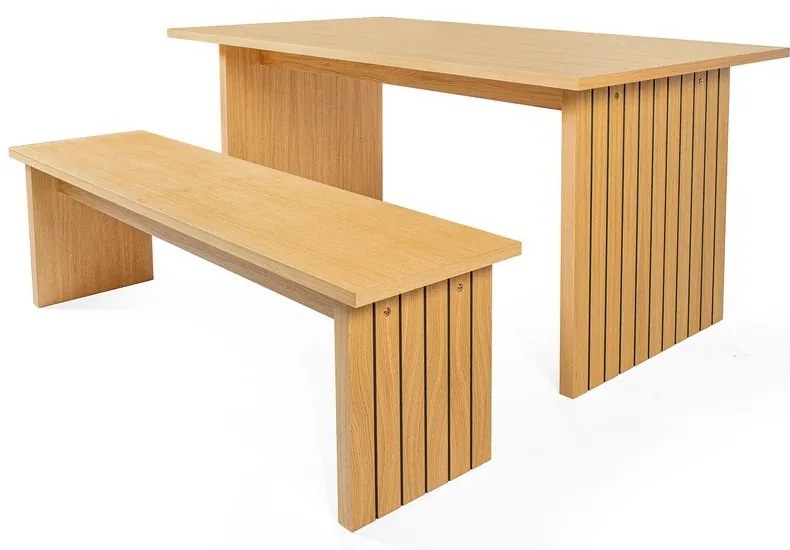 Маса за хранене с дъбов плот 90x160 cm Stripe - Woodman