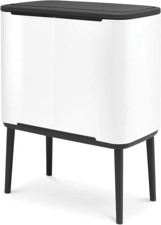 Кош за боклук Brabantia Bo Touch 651110, 11+23 л, Плавно и безшумно отваряне, Голям отвор, Бял