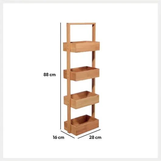 Етажерка на колела 5five, Бамбук, 4 нива